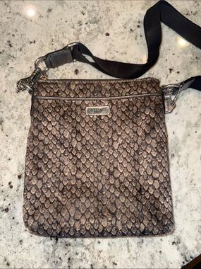 Coach Metallic Bronze Snake-Print Crossbody